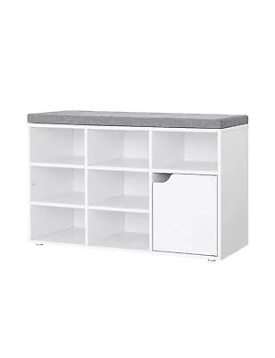 Shoe Bench Entryway Storage Bench With Door And 7 Cubbies Cubby Shoe Rack W... • $103.49