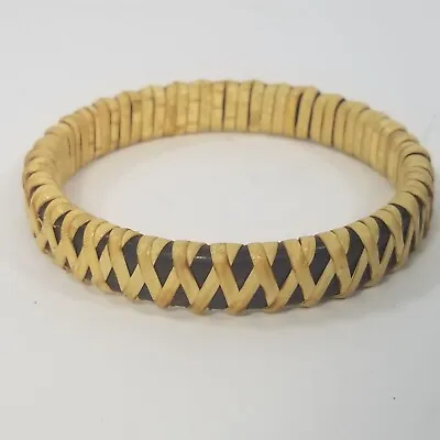 Vintage Hawaiian Style Woven Grass Bangle Bracelet Wicker? • $13.99