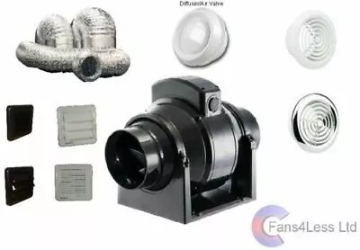 MF100 Bathroom Shower InLine Fan Extractor Std Or Timer / With Or Without Kit 4  • £123.34