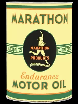 Marathon Endurance Motor Oil DIECUT NEW 28  Tall Sign USA STEEL XL Size 7 Lbs • $129.88