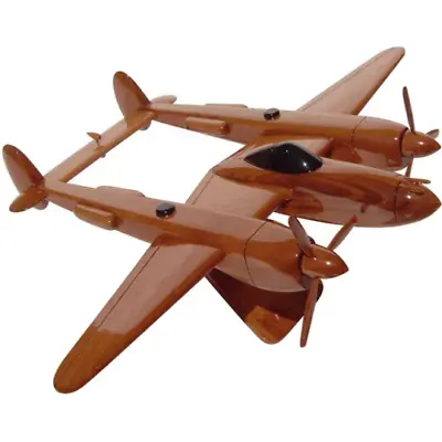P38 Lightning Mahogany Wood Desktop Airplanes Model • $199.95