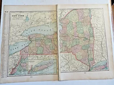 George F Cram Antique 1906 Color Map New York State 23  X 16  #4129 • $14.90