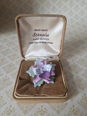 Vintage Scruples Flower Brooch Hand Made Hand Painted Fine English Bone China  • £17