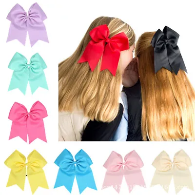 6inch Big Large  GIRLS Cheer Bow HAIR ACCESSORIES Clips  Elastic Bobbles UK  • £1.89