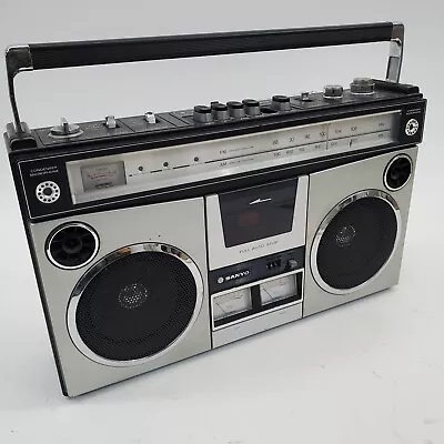 Vintage Sanyo M-9977 AM/FM/Cassette Ghettoblaster Boombox W/VU Meters READ • $149.99