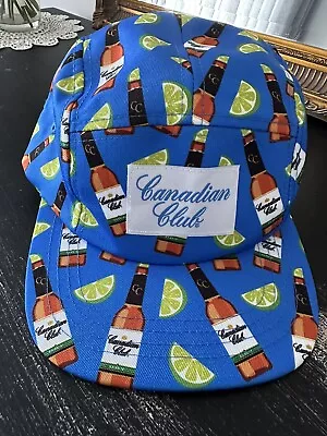 Canadian Club Whisky & Dry Bottle & Lime Design Blue Adjustable Strapback Cap • $22.95