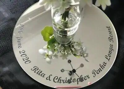 Personalised Wedding Centre Piece Plate In Silver Mirrored Acrylic • £12