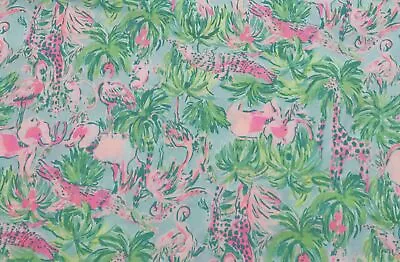 Lilly Pulitzer Dobby Cotton Fabric Seasalt Blue On Parade 36  X 57  • $24