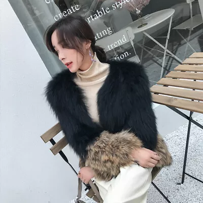 2023 Winter New Raccoon Fur Coat Women's Short V-neck Korean Warm Parka Overcoat • $243.43