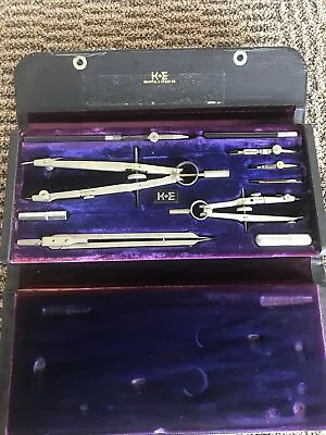 Keuffel Esser K E Drafting Tool Set Mechanical Drawing Utensils & Case - FREE SH • $42