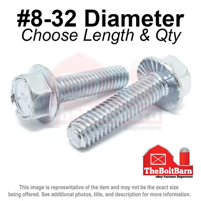 #8-32 Grade 5 Serrated Hex Flange Screws Frame Bolts Zinc (Pick Length & Qty) • $9.67