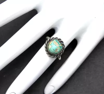 Vintage Turquoise Handcrafted Ring Southwestern 925 Sterling Silver Jewelry Tiny • $29.99