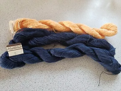 Vuorelma Finland Linen Yarn Lot In Skeins Navy And Peach Weaving Yarn • $12