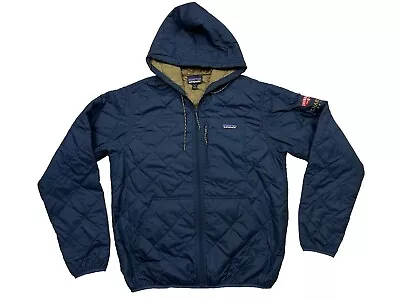 Patagonia Men's Diamond Quilted Bomber Hoody Jacket Stone Blue Size M • $59.95