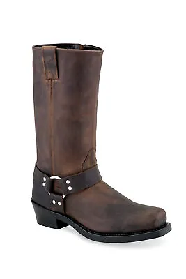 Old West Brown Mens Leather Harness Tall Motorcycle Boots • $84.99