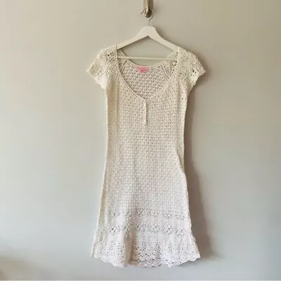 Lilly Pulitzer White Crocheted Mini Dress Size Medium • $29.88