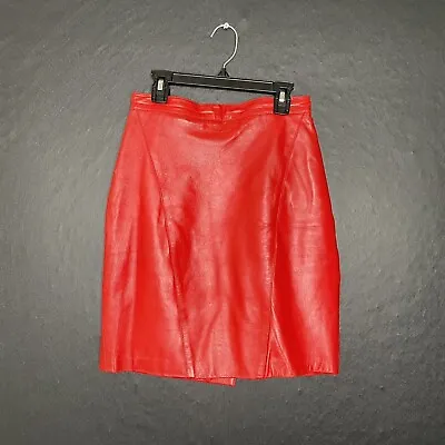 $34.96 • Buy Vintage Red Leather Short Skirt Alamo Leather Wear Mini Skirt Size 26 In Waist