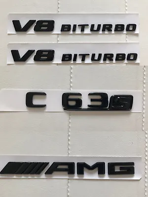 Gloss Black C63s AMG V8 BITURBO Sticker Decal Emblem Badge Package For C63 C63s • $63.96