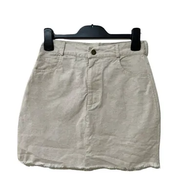 ZULU & ZEPHYR Linen Blend Frayed Hem Mini Skirt. Fits 6-8. GUC • $22.95