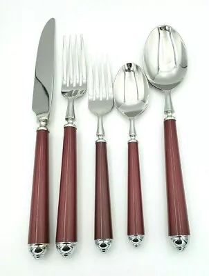 Claridge Burgundy Stainless Steel 5 Pc. Place Setting By Mikasa #10981 • $55