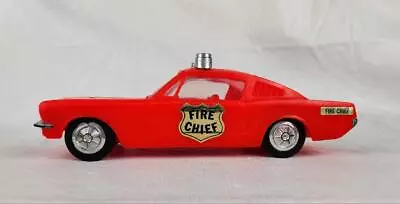 Vintage 1965 / 1966 Fire Chief Ford Mustang With Decals Plastic Red Toy Car • $94.99