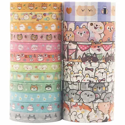 YUBX Cute Pets Washi Tape Set 18 Roll Gold Embellishment Decorative Masking Tape • $14.29