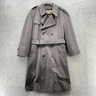 Hart Schaffner & Marx Jacket Adult 38S Gray Wool Lined Trench Coat Winter  Men's • $47.02