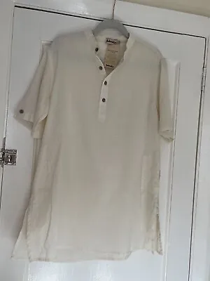 Fabindia Men’s Cream Ecru Kurta Shirt In Cotton Sz S 40 Cm New With Tags • £24.99