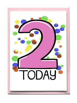 2nd Birthday Card Pink For Two Today 2 Year Old Baby Toddler Daughter Niece • £3.50