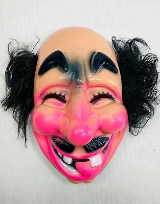 Vintage 1960s/70s? Bayshore CREEPY GUY CLOWN Plastic Adult Halloween Mask +Hair • $12.95