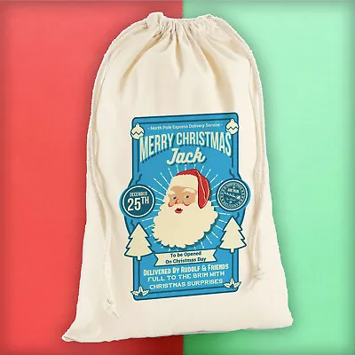 £5.95 • Buy Personalised Christmas Xmas Bag Father Christmas Bag Stocking Santa Sack 2019