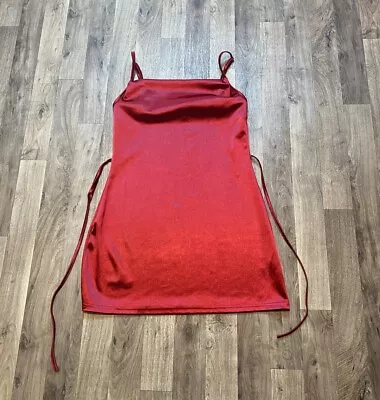 Zaful Red Satin Mini Slip Dress Size 4 Date Night Sexy Going Out • $14