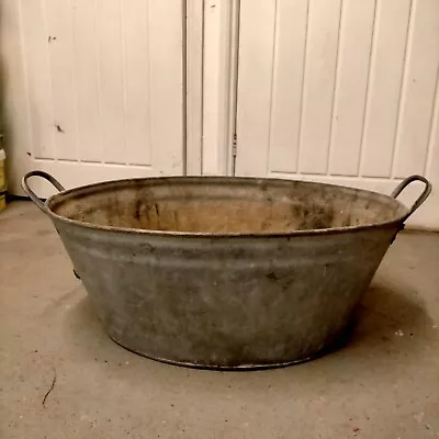 Old Vintage Galvanised Tin Metal Bath Planter Trough Country Garden Bathtub • £26