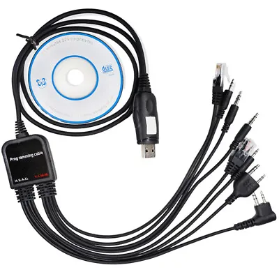 8 In 1 USB Programming Cable+Software CD For Motorola Baofeng Kenwood HYT Radio • $12.15