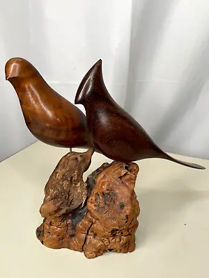 Vintage Miles Greer  Hand Carved Wood 2 Birds Sculpture Mid Century Modern • $53.99