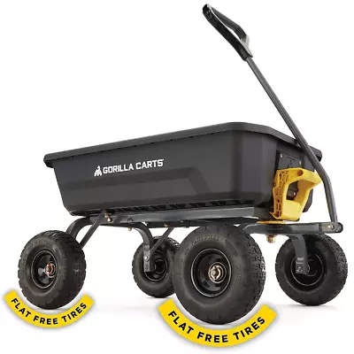 Gorilla Carts 4GCG-NF Poly Dump Cart With No-Flat Tires 4 Cu Ft 600 Lb  Black • $163.84