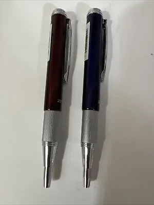 Zebra Mini Ball Point Expandable Pens Blue & Red Silver Tone 2 Pcs. • $19.99