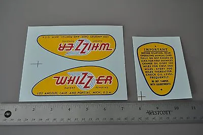 $30 • Buy Whizzer Tank Decal Set. Early Style. 1946-49. WATER SLIDE Fox Grips