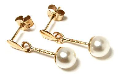 9ct Gold Pearl Drop Earrings 5mm Ball Gift Boxed Made In UK Birthday Gift • £37.99