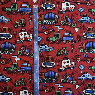 Motercycle Fire Truck Dump Ambulance Bikes Quads 1 Yard 36x44 100 Cotton Fabric • $9