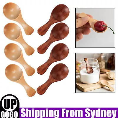 $12.05 • Buy UP10Pcs Mini Wooden Spoon Kitchen Spice Spoon Small Short Condiment Spoons Scoop