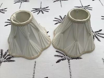 Pair Cream/beige Decorative Chandelier Lampshades With Scollop Edge • $50