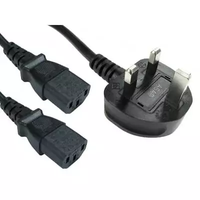 £8.99 • Buy 2m C13 IEC Power Y Splitter Cable Dual Kettle Lead PC Monitor TV Mixer UK Plug