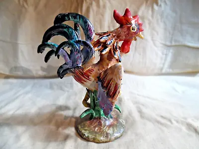 Vintage Rooster Figurine Clay Majolica Italy • $35