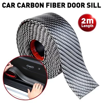 Accessories Carbon Fiber Car Door Sill Plate Scuff Cover Anti Scratch Sticker 2M • $9.49