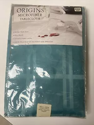 ORIGINS Microfiber Spill-Proof Fabric Tablecloth Oval 60  X 102   Turqois • $19.99