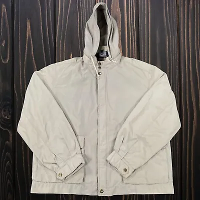 $22.50 • Buy Vintage 90s Gant The Rugger Jacket Large Gray Flannel Lined Packable Hood