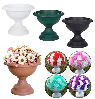 Grecian URN Plant Flower Pot Basket 42cm Round Base Planter Pots Garden Patio • £11.99