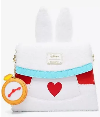 LoungeflyAlice In Wonderland White Rabbit Fuzzy Crossbody Bag New • $72.24