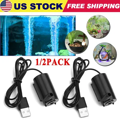2Pack Water Pump Mini Mute Submersible USB 5V 1M Cable Garden Home Fountain Tool • $6.49